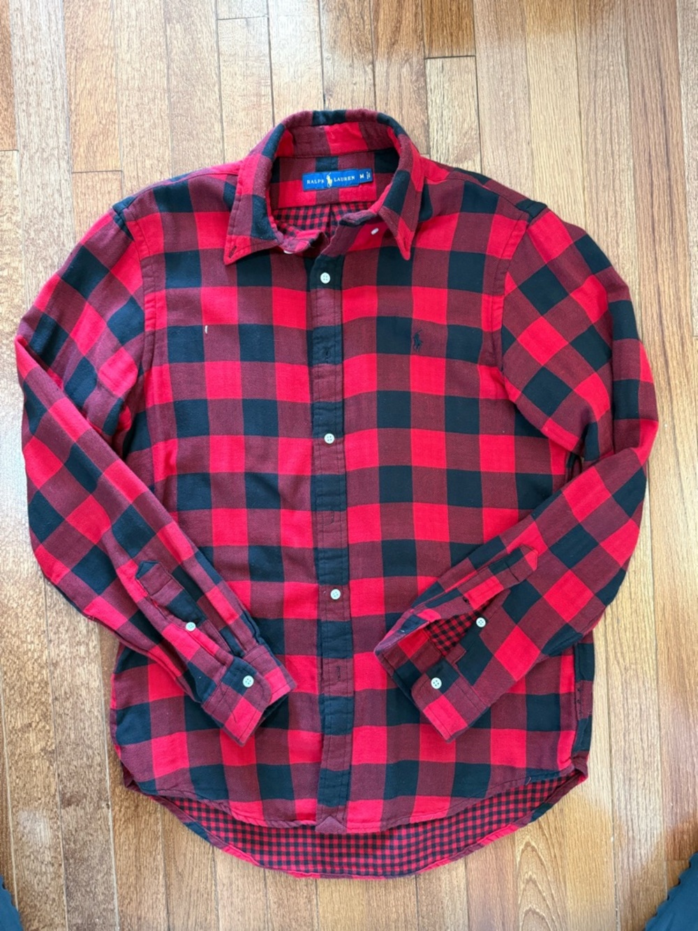 Ralph Lauren Red & Black Buffalo Plaid Button-Down Shirt - Medium